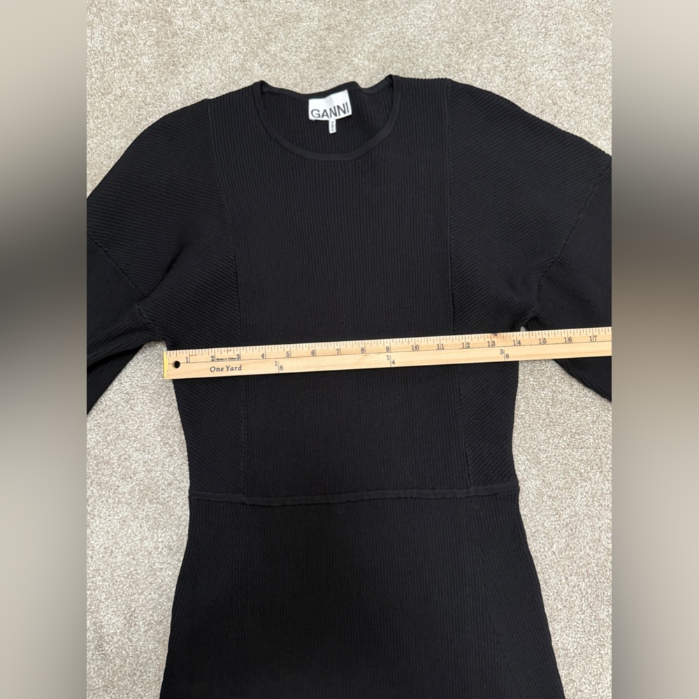 Ganni - Black Knit Dress with Balloon Sleeve - size Medium - LIKE NEW - Picture 8 of 16